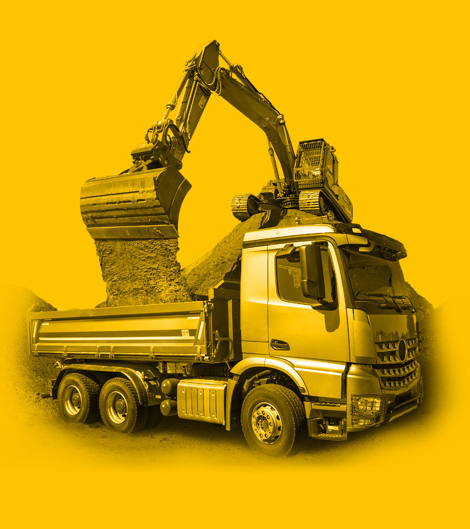 LKW und Bagger aus dem Fuhrpark